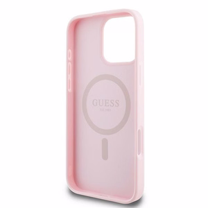 Guess MagSafe Grained Kuldne Ring iPhone 15 Pro Max Ümbris - Roosa