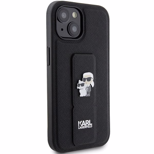 Karl Lagerfeld Gripstand Saffiano Karl&Choupette Pins чехол для iPhone 15 Plus / 14 Plus - чёрный