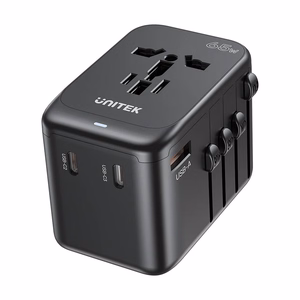Laadija - Unitek 65W universaalne reisiadapter (P1122ABK01) | 1xUSB-A 3xUSB-C 1xAC