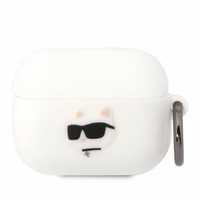 Karl Lagerfeld KLAPRUNCHH AirPods Pro cover valge/valge Silicone Choupette Head 3D