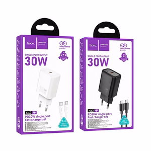 Phone Laadija Hoco USB C QC PD 30W + Kaabel USB C to USB C N62 must