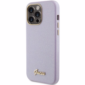 Guess Glitter Glossy Script ümbris jaoks iPhone 15 Pro Max - lilac