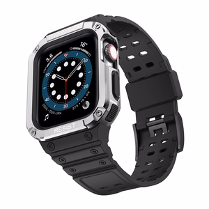 Protect Strap Ремешок для Apple Watch 38/40/41mm с бронированным чехлом - чёрный, серебряный