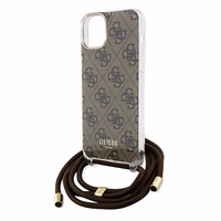 Guess Crossbody Cord 4G Print ümbris jaoks iPhone 15 / 14 / 13 - brown