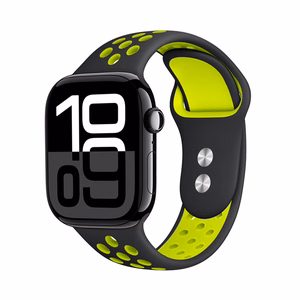 Crong Duo Sport rihm Apple Watch 38 / 40 / 41 / 42 mm kellale, must ja laimiroheline