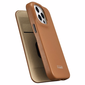 Чехол iCarer CE Premium Leather Folio для iPhone 14 Pro магнитный с откидной крышкой MagSafe коричневый