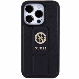Guess Grip Stand 4G Saffiano Strass чехол для iPhone 15 Pro Max - чёрный
