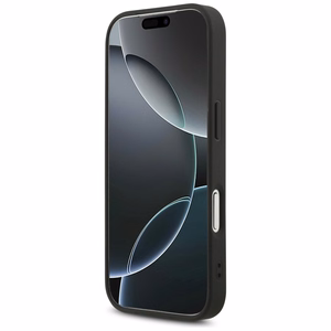 Guess PU Fixed Glitter 4G Metal Logo ümbris Apple iPhone 18 Pro telefonile, must