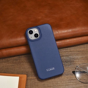 Чехол iCarer CE Premium Leather Folio для iPhone 14 Plus магнитный с откидной крышкой MagSafe синий