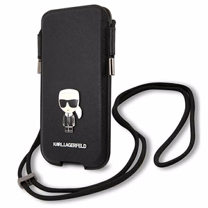 Karl Lagerfeld käekott KLHCP12LOPHKMK 6,7" must hardcase Saffiano Ikonik Karl's