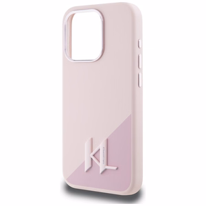 KARL LAGERFELD ümbris jaoks IPHONE 15 Pro compatible with MagSafe KLHMP15LSCMKMPCP (Silicone Initial Metal Logo) roosa