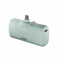 SBS EcoPower 5000 mAh 10W Powerbank sisseehitatud USB-C pesaga - roheline