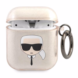 Karl Lagerfeld Glitter Karl's Head ümbris AirPods 1/2 jaoks - kuldne