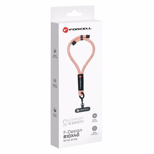 FORCELL F-DESIGN R10X40 wrist phone lanyard with adjustable length (max 20cm in the loop) roosa valge