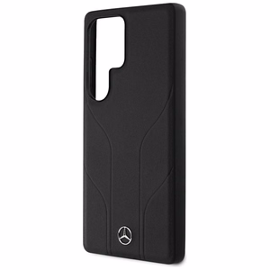 Mercedes Leather Debossed Lines MagSafe ümbris jaoks Samsung Galaxy S25 Ultra - must