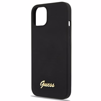 Guess GUHMP13MLSLMGBK iPhone 13 6.1" must/must kõvakaaneline silikoonist kiri kuldne logo Magsafe