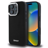 DKNY Plain Hõbedane Logo MagSafe iPhone 16 Pro Ümbris - Must