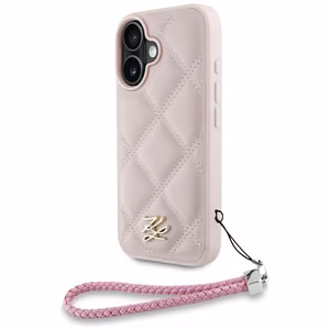 Karl Lagerfeld Quilted Initial Logo & Chain Strap iPhone 16 Ümbris - Roosa