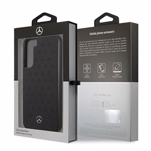 Mercedes nahast tähtede mustriga ümbris Samsung Galaxy S22+ jaoks - must