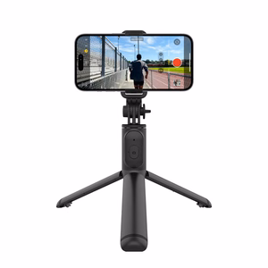 Crong SelfieGo Lite kompaktne Bluetooth-selfipulk ja statiiv, must