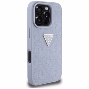 Guess Hot Stamp 4G Pattern Triangle Metal Logo Ümbris jaoks iPhone 16 Pro Max - lilla