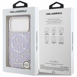 KARL LAGERFELD ümbris jaoks IPHONE 17 Pro Max compatible with MagSafe KLHMP17XHMIKLMEU (IML KL Monogram) lilla
