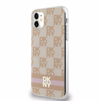 DKNY IML Checkered Mono Pattern & Printed Stripes MagSafe ümbris jaoks iPhone 11 / Xr - roosa