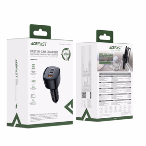 Acefast B18 200 W autolaadija, 2 × USB-C + USB-A, must