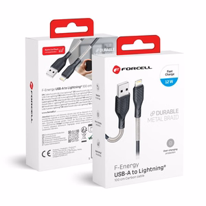 Kaabel USB A to Lightning Forcell F-Energy 2,4A 12W Carbon 1 m CB-01A must