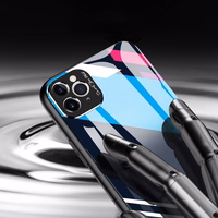 Värviline klaasist ümbris Vastupidav kate karastatud klaasist tagakülje ja kaamerakattega iPhone 11 Pro Max muster 1