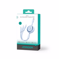 Joyroom Colorful Series S-A40 Kaabel Retractable 3in1 USB-A - USB-C / Lightning / Micro USB 1m - sinine