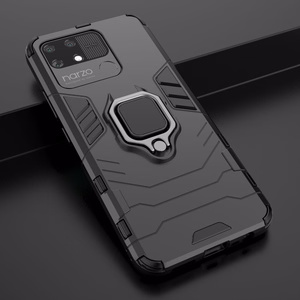 Ring Armor kõva hübriidkate + magnetiline hoidja Realme Narzo 50A must
