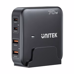 GaN võrgulaadija - Unitek P1228ABK01-EU | 70W 2x USB-C 2x USB-A