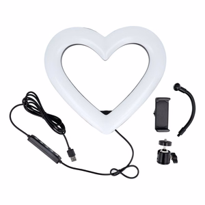 LED-rõngas Stream RGB lamp 10" telefonihoidjaga HEART + statiiv JM26-10 must