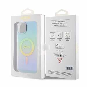 Guess GUHMP15MHITSQ iPhone 15 Plus 6.7" бирюзовый/бирюзовый жёсткий чехол IML Iridescent MagSafe
