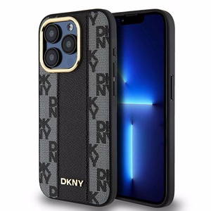 DKNY Leather Checkered Mono Pattern MagSafe iPhone 15 Pro Max Ümbris - Must