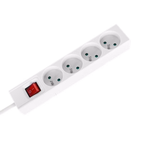 Rebel Prantsuse tüüpi pikendusjuhe, 4 pesa, 2 m, lülitiga, 3 x 1,5 mm, valge
