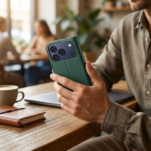 Flip case for iPhone 17 / 18 Split Book green and gold