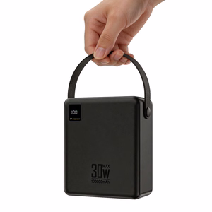 Wozinsky W8-B 100000mAh 30W akupank, 2xUSB-A, 2xUSB-C, taskulambiga, must