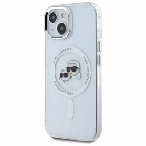 Karl Lagerfeld IML Metal Karl&Choupette Head MagSafe iPhone 14 Ümbris - valge