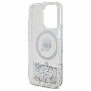 Karl Lagerfeld Liquid Glitter Karl Head Magsafe Ümbris jaoks iPhone 16 Pro - Clear