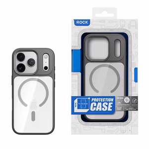 Rock Guard Lens Protection Series Magnetic Ümbris jaoks Iphone 17 Pro Max läbipaistev-must