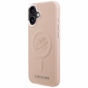 Karl Lagerfeld initsiaalide ja metalllogo MagSafe ümbris iPhone 16 Plus - roosa