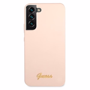 Guess GUHCS22MLSLMGPP S22+ S906 розовый/розовый жёсткий чехол Silicone Script Metal Logo