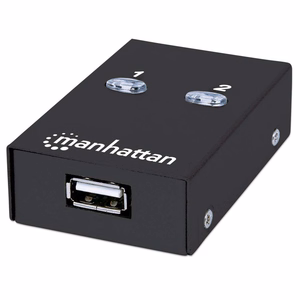Manhattan USB-A automaatne jagamiskapsel, 2x USB-B pordid, 480 Mbps (USB 2.0), kahekordne juhtimine (automaatne või käsitsi), USB-toide (välist toiteallikat pole vaja), kaasas 1x 1.5m USB-A kuni USB-B kaabel