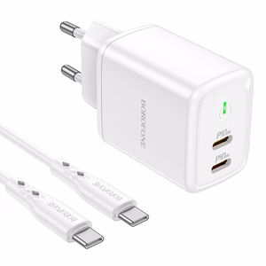 Charger Borofone BN9 35W 2xUSB-C + USB-C to USB-C cable 1.0m white