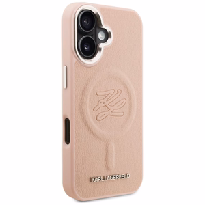 Karl Lagerfeld Initial & Metal Logo MagSafe iPhone 16 Case - Pink