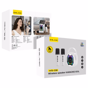 Blavec kaasaskantav Bluetooth kõlar WS-08 Karaoke Idol – 8W 2 mikrofoniga (WS08-2MW) valge