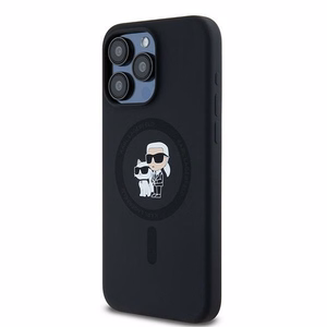 Чехол Karl Lagerfeld для iPhone 15 Pro Max совместимый с MagSafe KLHMP15XSCMKCRHK (Silicone KC Body Ring) чёрный