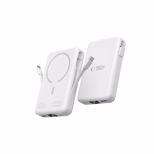 Tech-Protect LifeMag PB31 внешний аккумулятор с MagSafe 10000mAh 15W USB-C / USB-A / встроенные кабели USB-C / Lightning - Белый